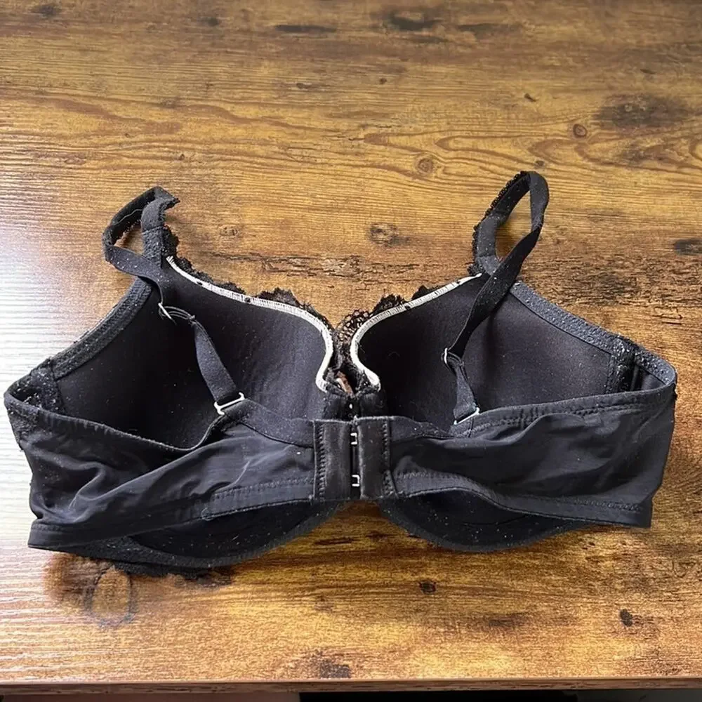 Victoria’s Secret Black Sheer Crochet Floral Lined Demi Padded Bra